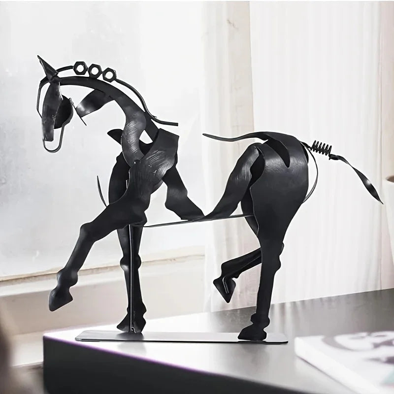 Wrought Iron Hollow Horse Sculpture, 3d Luminous Immediately Metal Sculpture, Horse-riding Sculpture... - House Of Avana