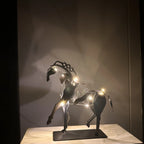 Wrought Iron Hollow Horse Sculpture, 3d Luminous Immediately Metal Sculpture, Horse-riding Sculpture... - House Of Avana