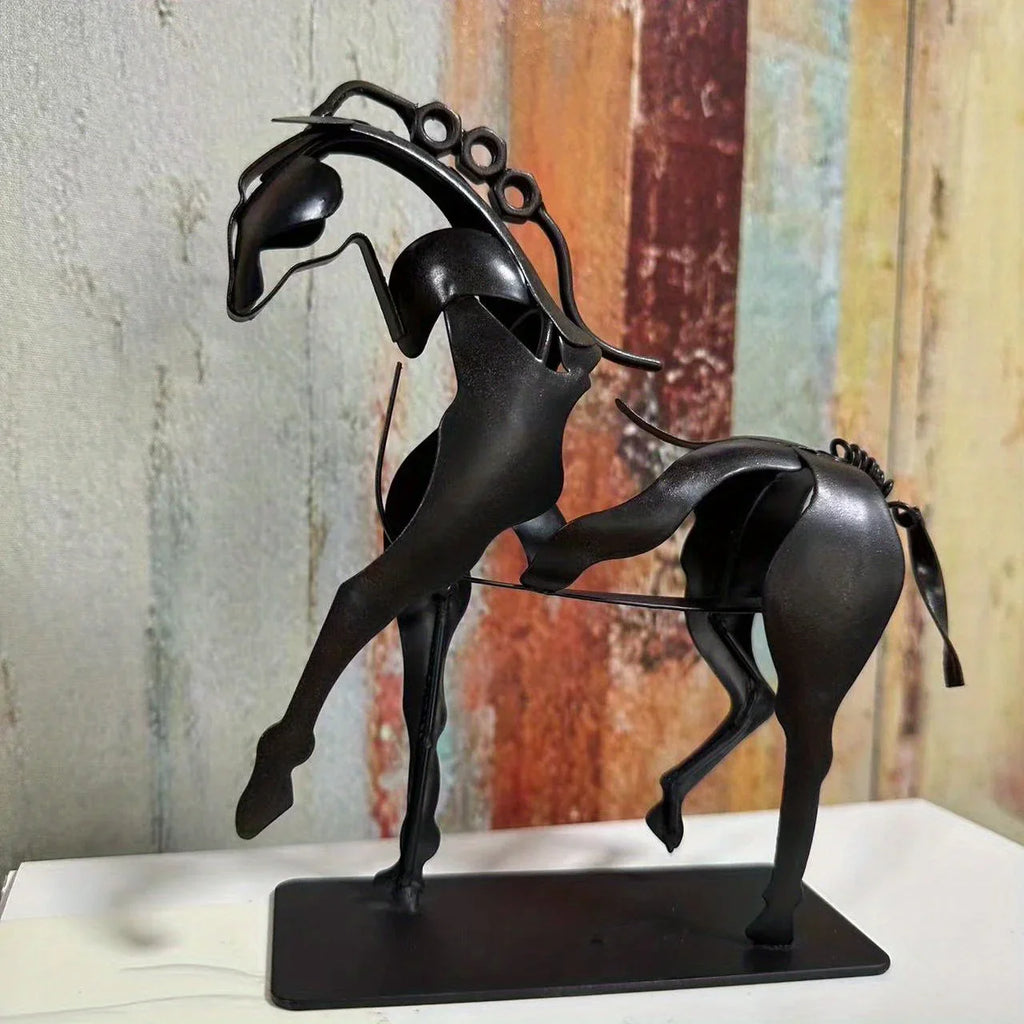 Wrought Iron Hollow Horse Sculpture, 3d Luminous Immediately Metal Sculpture, Horse-riding Sculpture... - House Of Avana