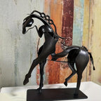Wrought Iron Hollow Horse Sculpture, 3d Luminous Immediately Metal Sculpture, Horse-riding Sculpture... - House Of Avana