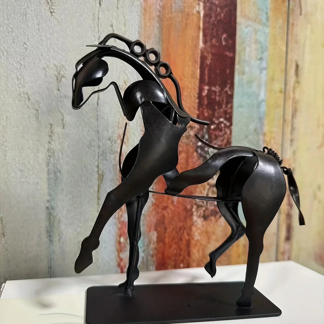 Wrought Iron Hollow Horse Sculpture, 3d Luminous Immediately Metal Sculpture, Horse-riding Sculpture... - House Of Avana