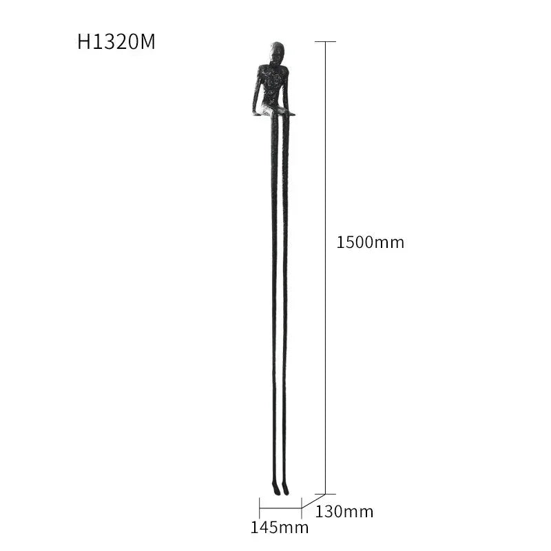 Abstract Minimalist Cast Iron Black Sculpture Hanging Feet Sitting Posture Character Ornaments Living... - House Of Avana