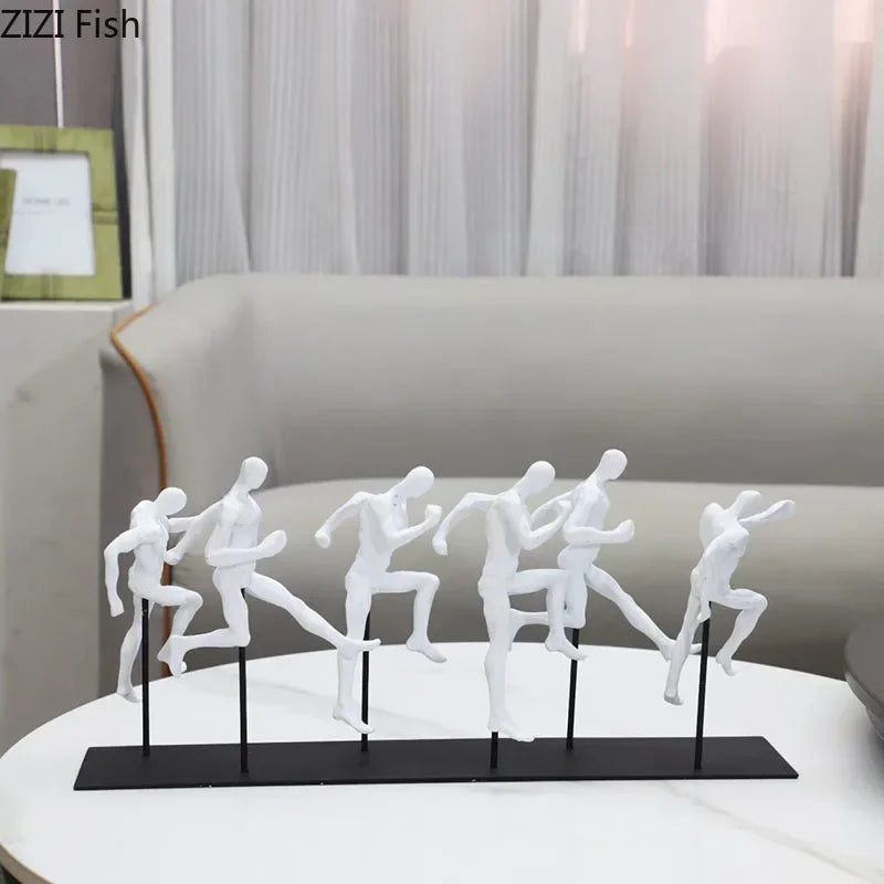 Black Cast Iron Running Figures Sculpture Desk Decoration Crafts Ornaments Abstract Characters Statue... - House Of Avana