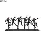 Black Cast Iron Running Figures Sculpture Desk Decoration Crafts Ornaments Abstract Characters Statue... - House Of Avana