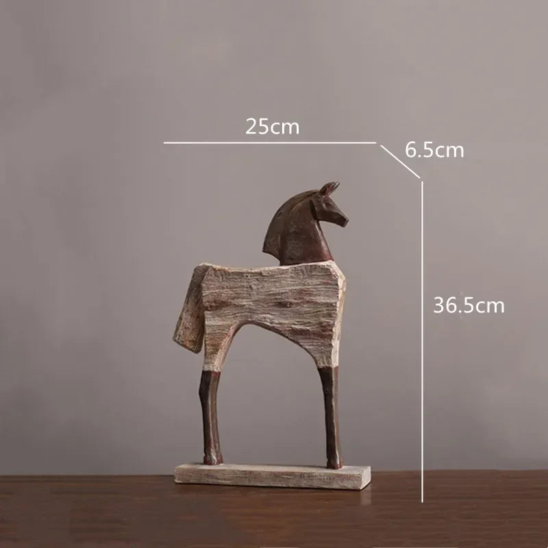 Creative Resin Ornaments the Horse Horse Simulated Animal Sculpture Wood Grain Road Handmade Arts Crafts... - House Of Avana