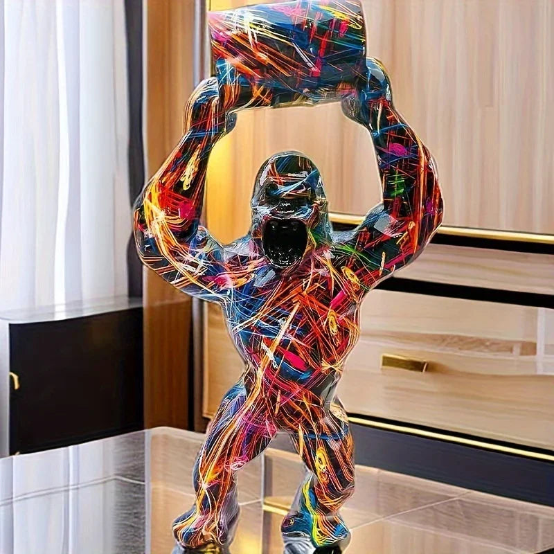 , Whimsical Nordic Orangutan Resin Sculpture Art Statue - Handcrafted, Unique Decor for Bedroom, Living... - House Of Avana