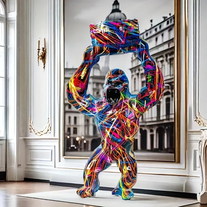 , Whimsical Nordic Orangutan Resin Sculpture Art Statue - Handcrafted, Unique Decor for Bedroom, Living... - House Of Avana