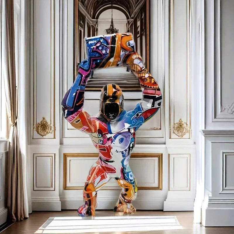 , Whimsical Nordic Orangutan Resin Sculpture Art Statue - Handcrafted, Unique Decor for Bedroom, Living... - House Of Avana