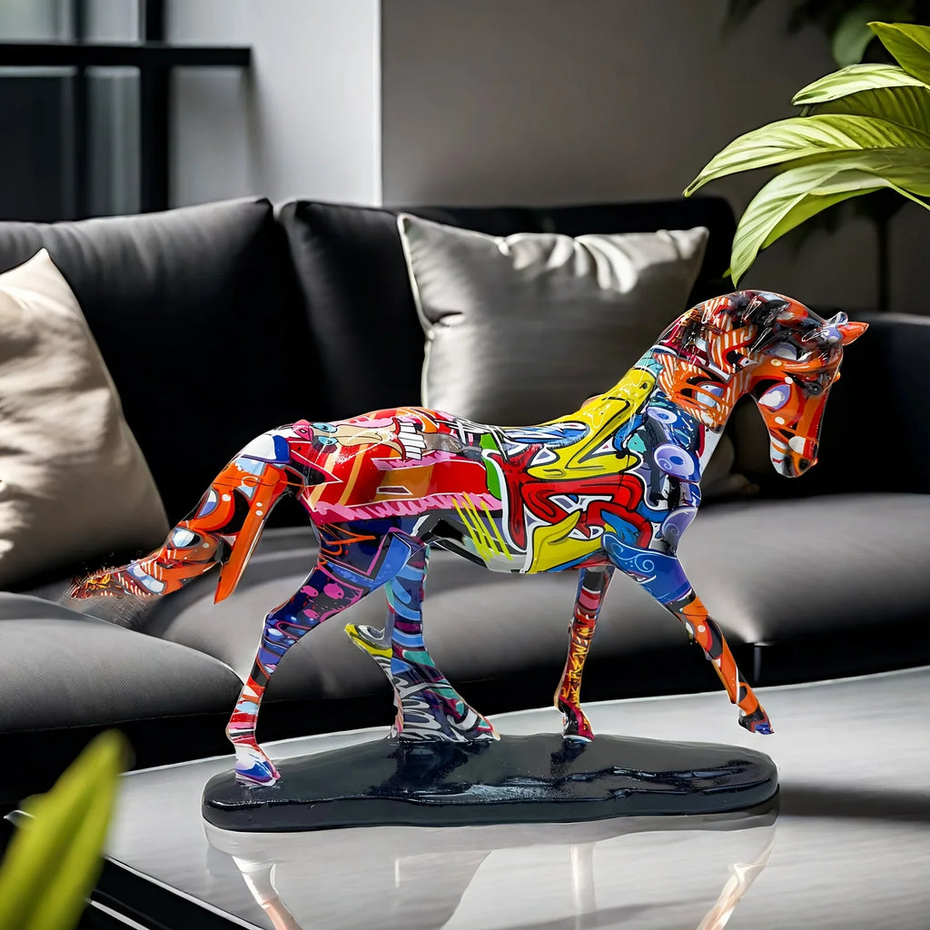 Colorful Horse to Success Sculpture - Resin Walking Horse Statue for Office, Study, Home Decor & Theme... - House Of Avana