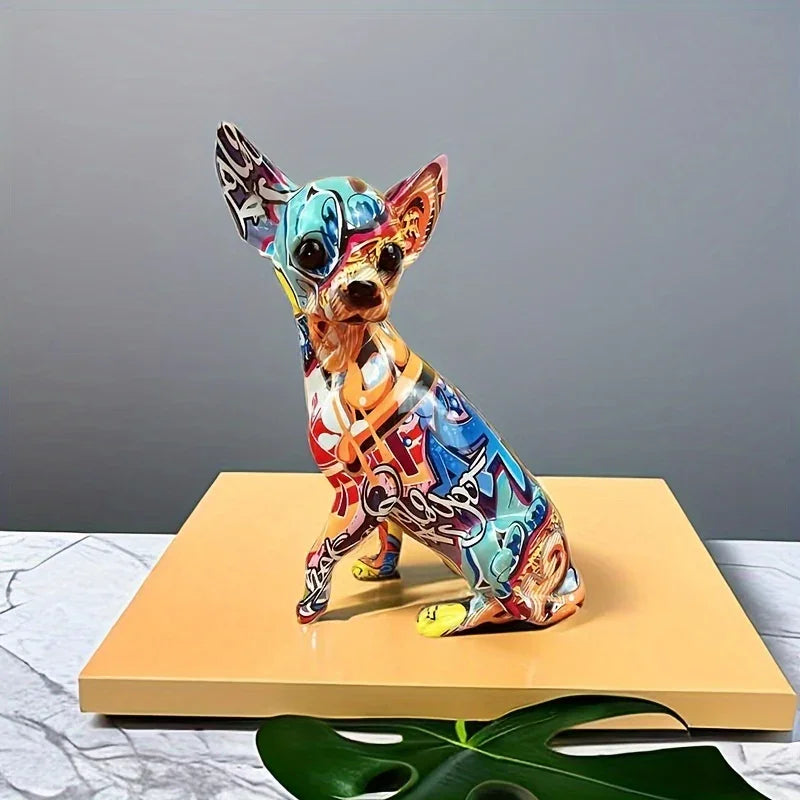 Vibrant Ji Doll Dog Resin Sculpture - Modern Art Statue for Home Decor, Living Room, Bedroom, Bookcase,... - House Of Avana