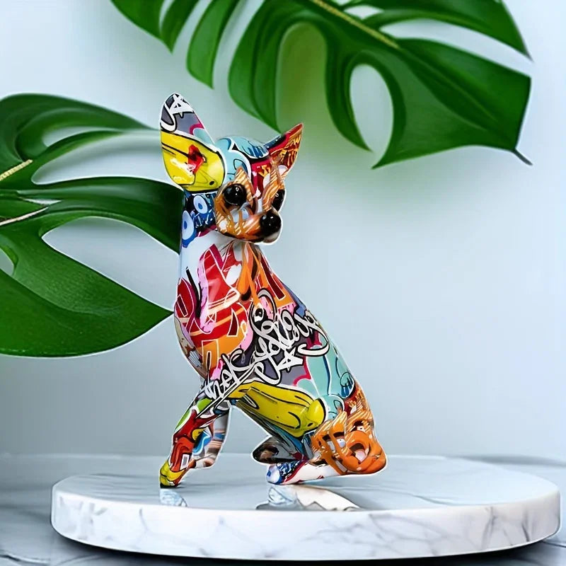 Vibrant Ji Doll Dog Resin Sculpture - Modern Art Statue for Home Decor, Living Room, Bedroom, Bookcase,... - House Of Avana