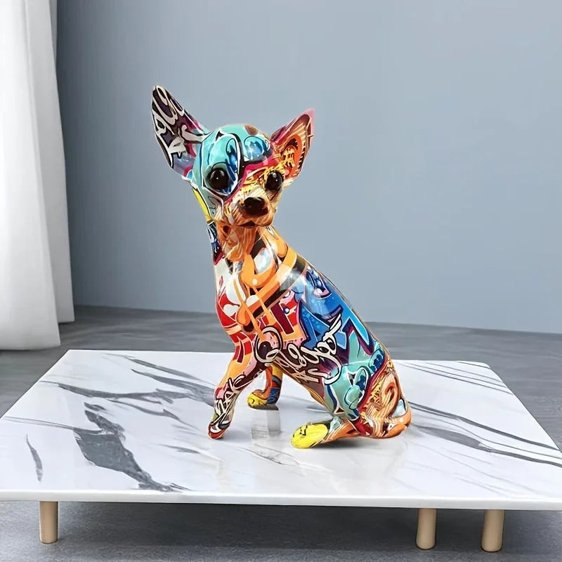 Vibrant Ji Doll Dog Resin Sculpture - Modern Art Statue for Home Decor, Living Room, Bedroom, Bookcase,... - House Of Avana