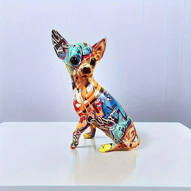 Vibrant Ji Doll Dog Resin Sculpture - Modern Art Statue for Home Decor, Living Room, Bedroom, Bookcase,... - House Of Avana