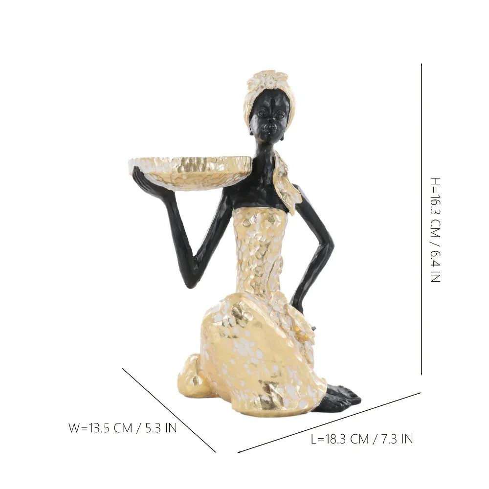 African Lady Sculpture Statue Small Tray Aroma Holder for Closet Bookshelf Sink Table Center Perfect... - House Of Avana