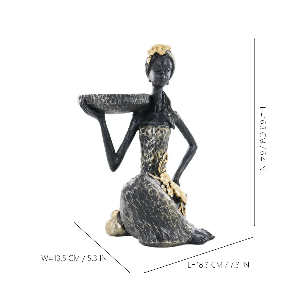 African Lady Sculpture Statue Small Tray Aroma Holder for Closet Bookshelf Sink Table Center Perfect... - House Of Avana