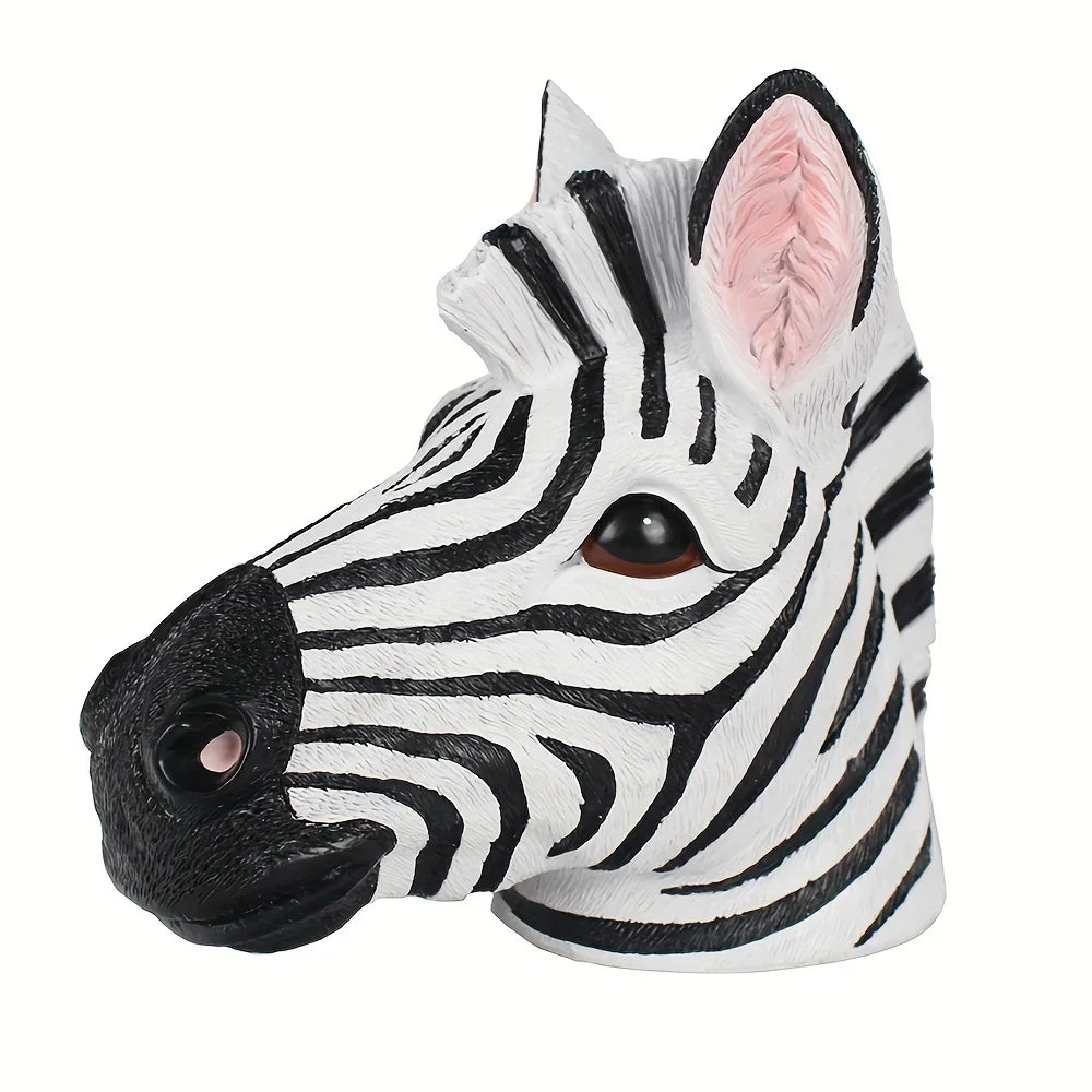 Zebra Bust - Vintage Colorful Sculpture, front view - House Of Avana