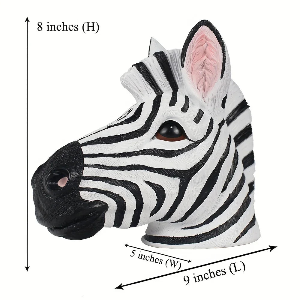 Zebra Bust - Vintage Colorful Sculpture, side view - House Of Avana