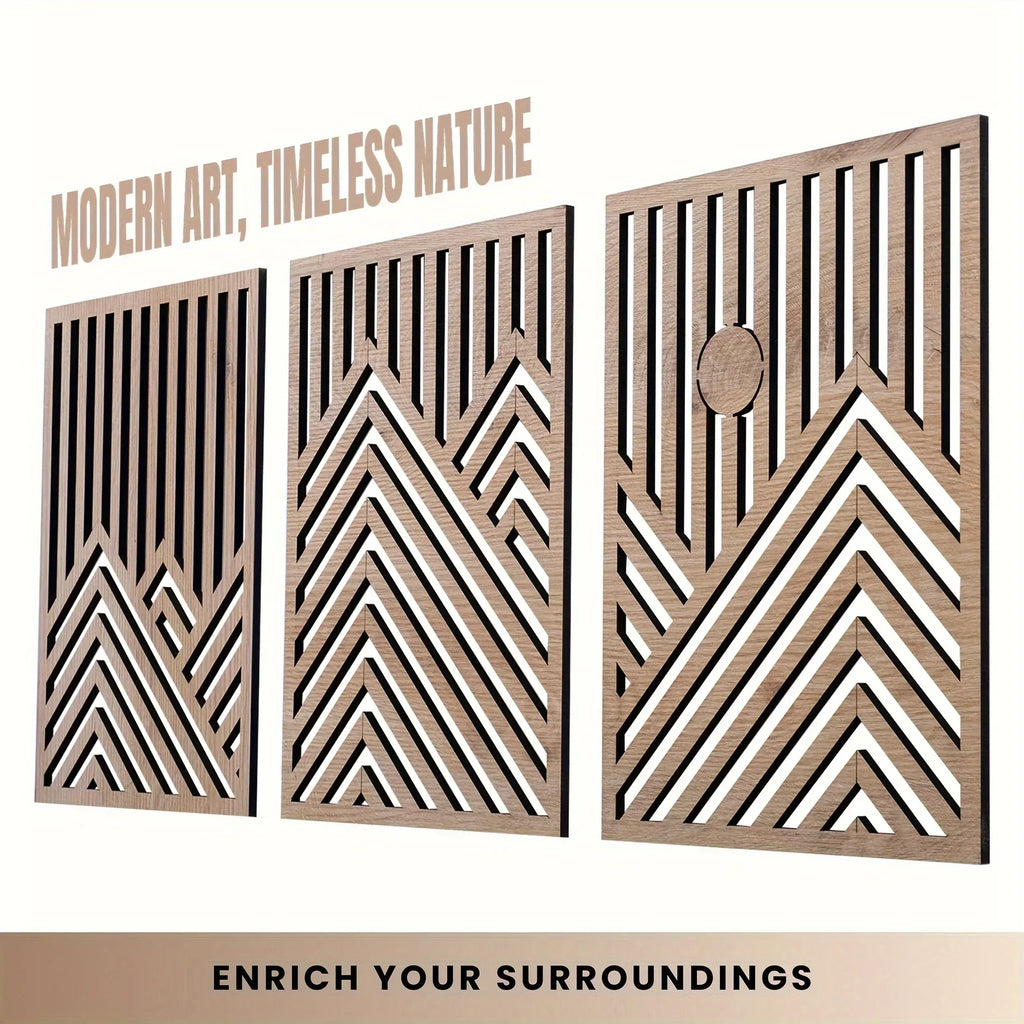 Wall Sculpture - Rustic Oak Mountain, back view - House Of Avana