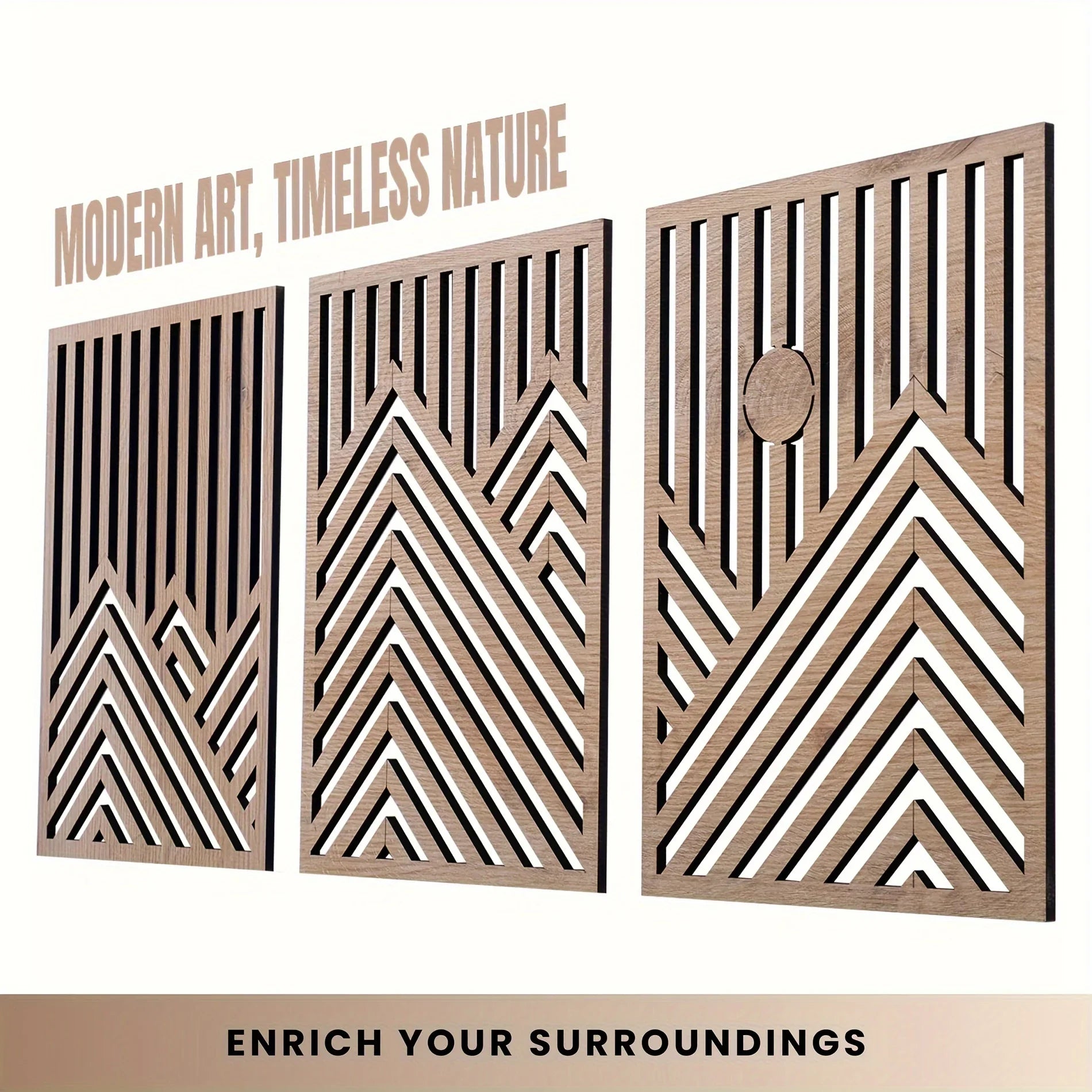 Wall Sculpture - Rustic Oak Mountain, back view - House Of Avana