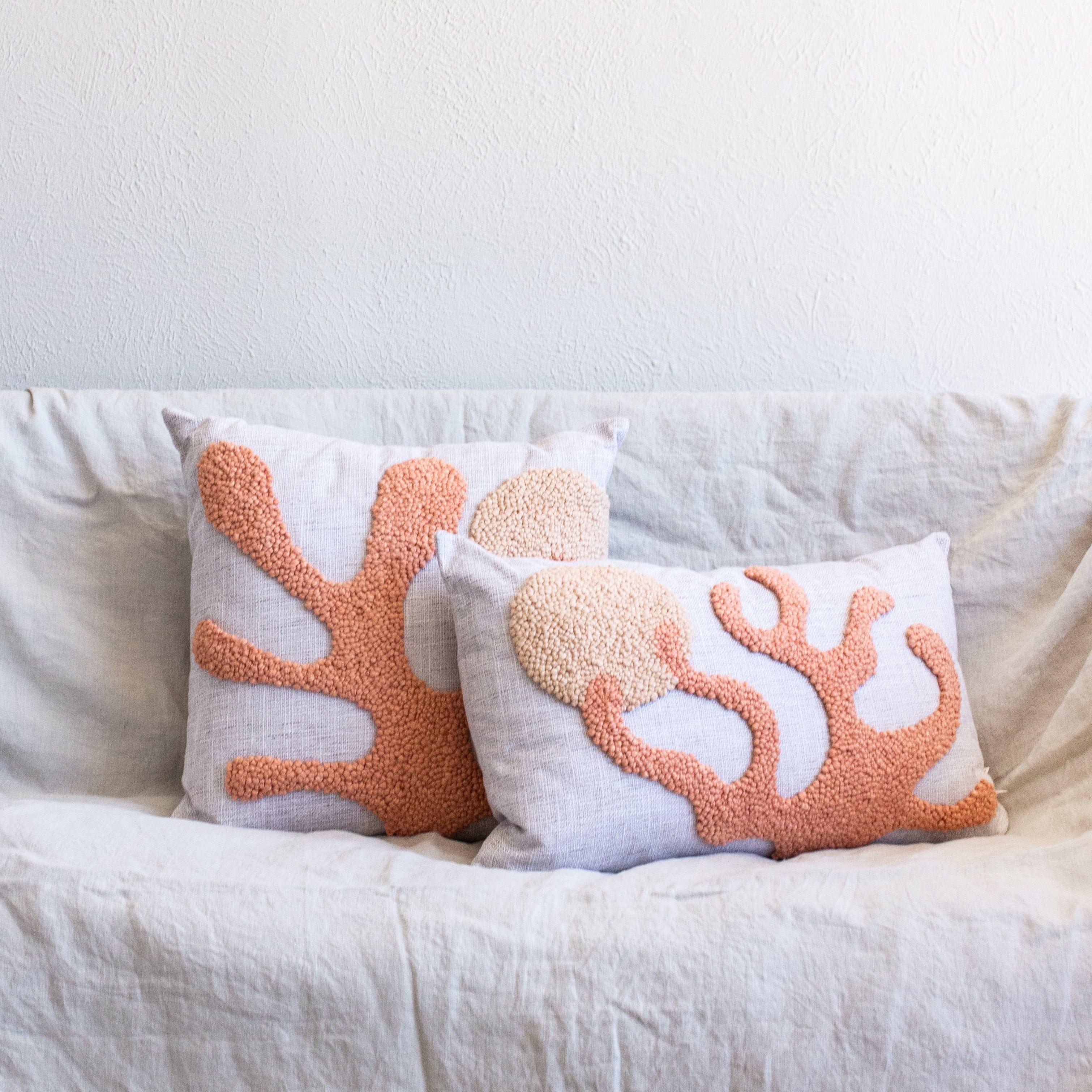 Sea Coral Throw Pillow Kanju Interiors