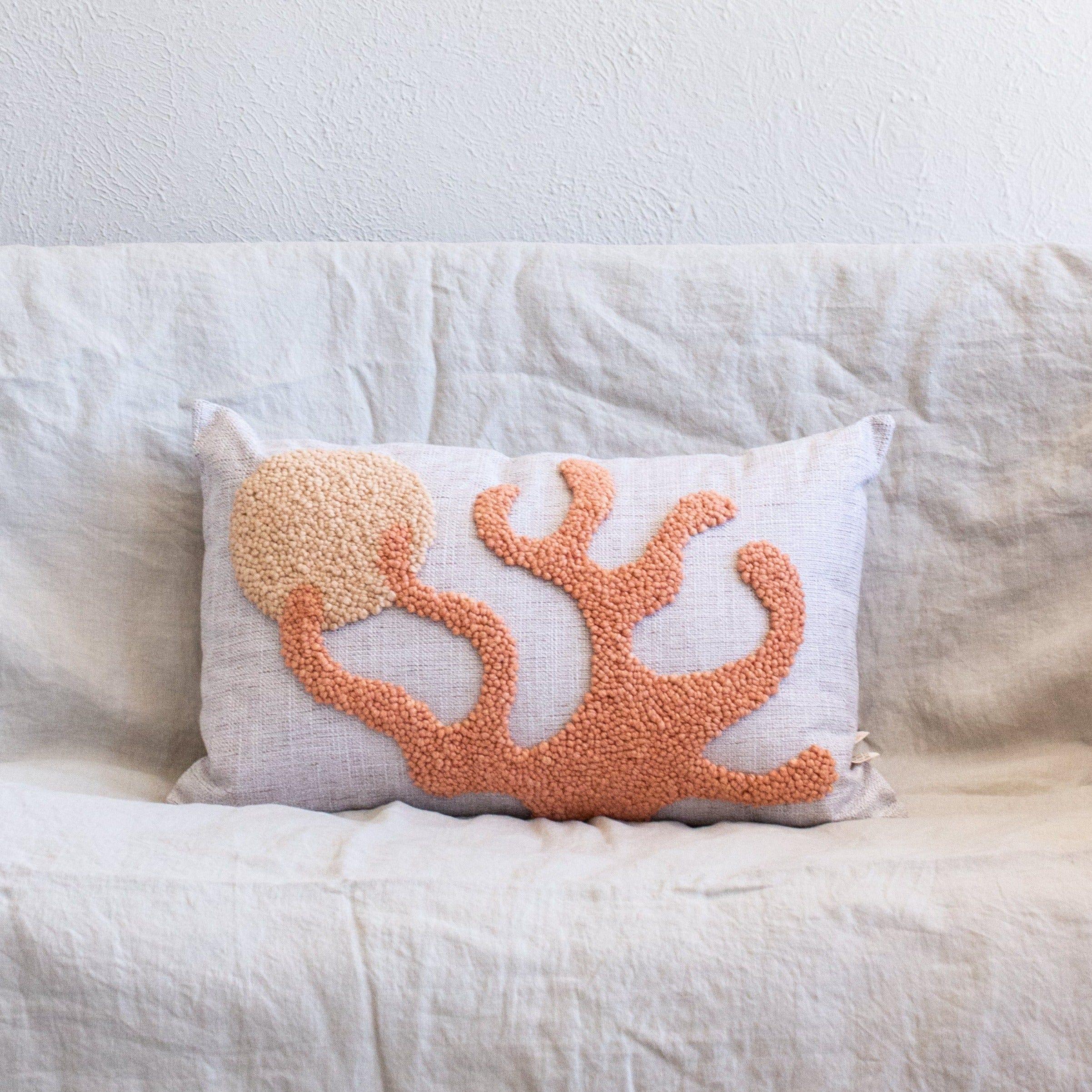 Sea Coral Throw Pillow Kanju Interiors