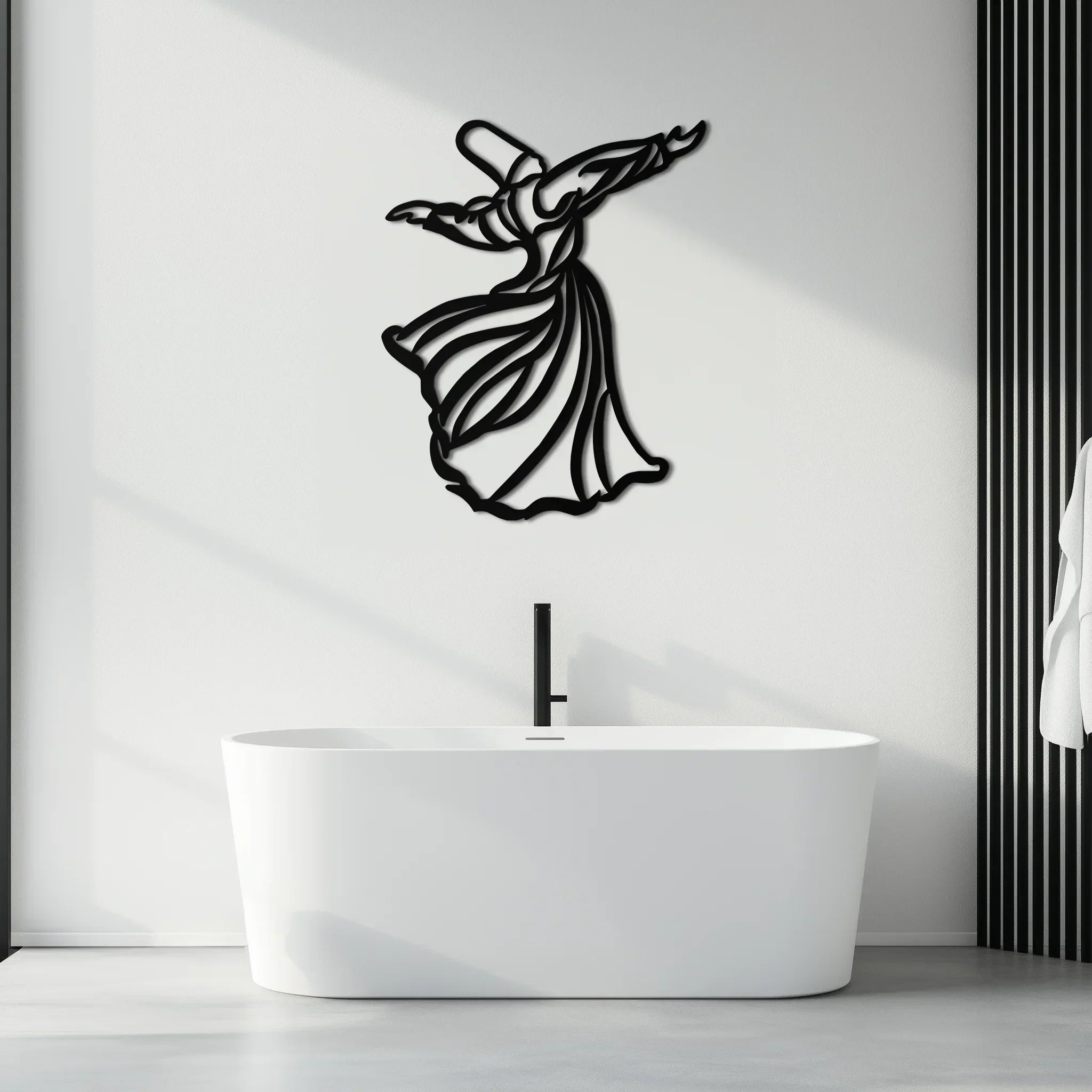 Semazen Metal Wall Art - Whirling Dervish Sufi Decor - KAF226 Peony Atelier