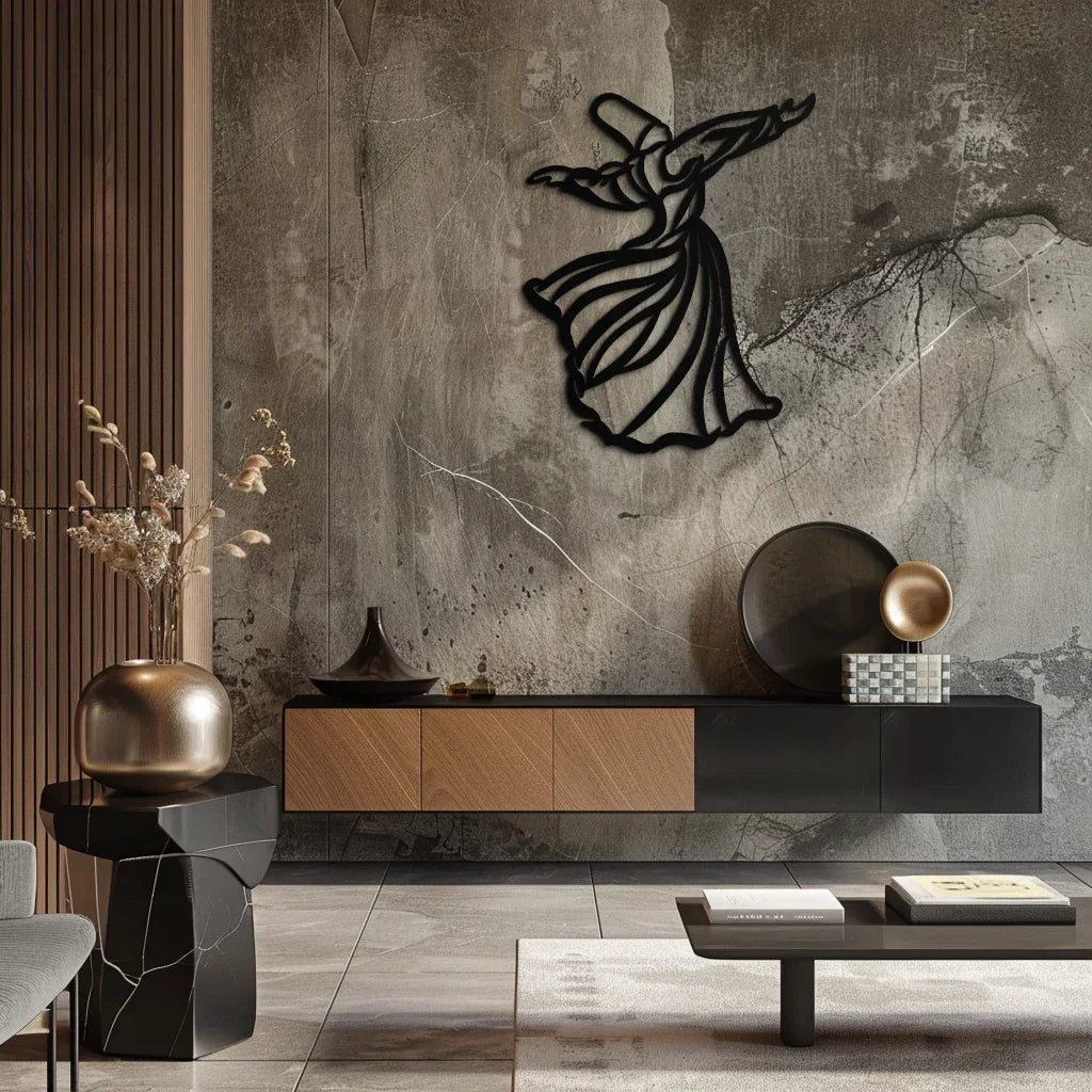 Semazen Metal Wall Art - Whirling Dervish Sufi Decor - KAF226 Peony Atelier