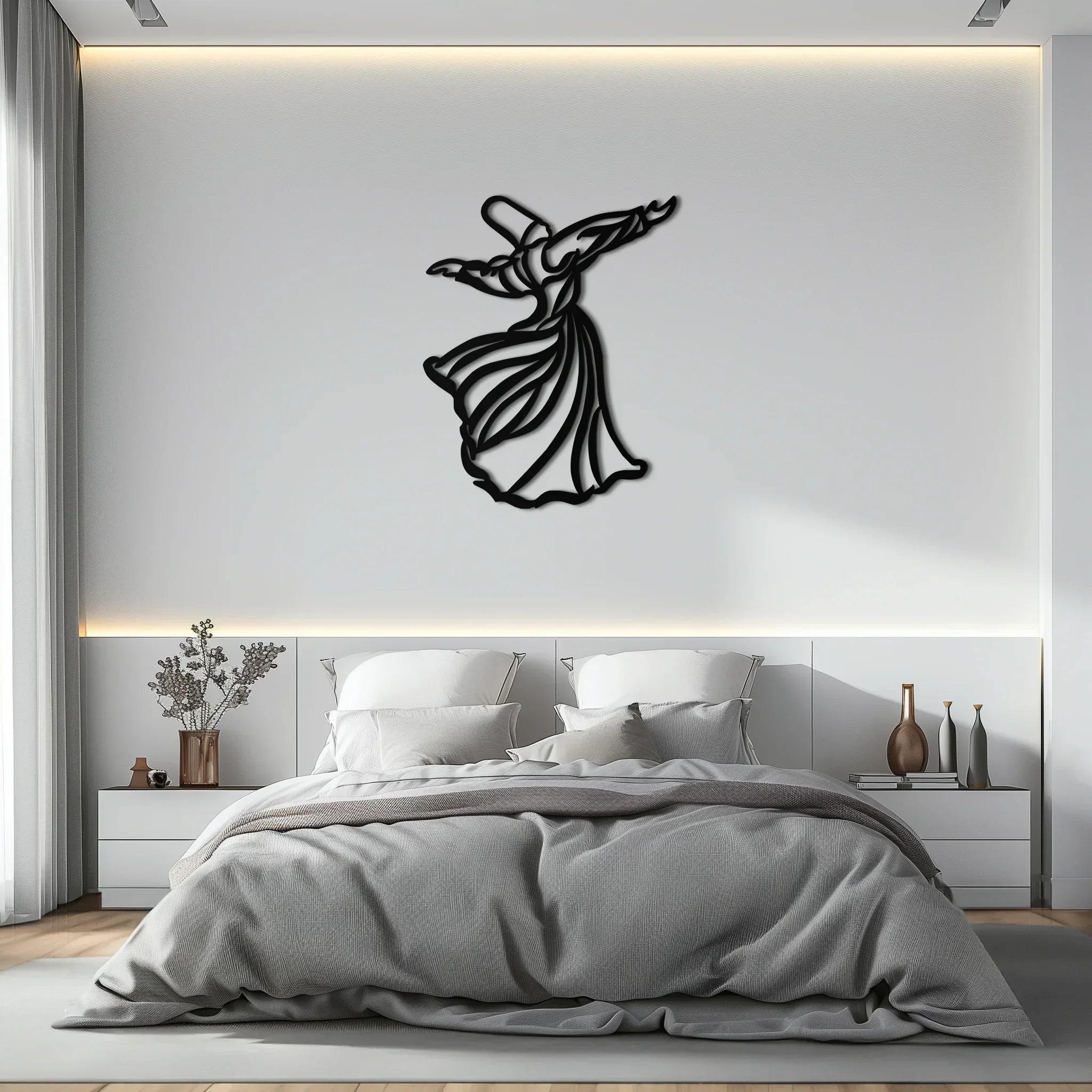Semazen Metal Wall Art - Whirling Dervish Sufi Decor - KAF226 Peony Atelier