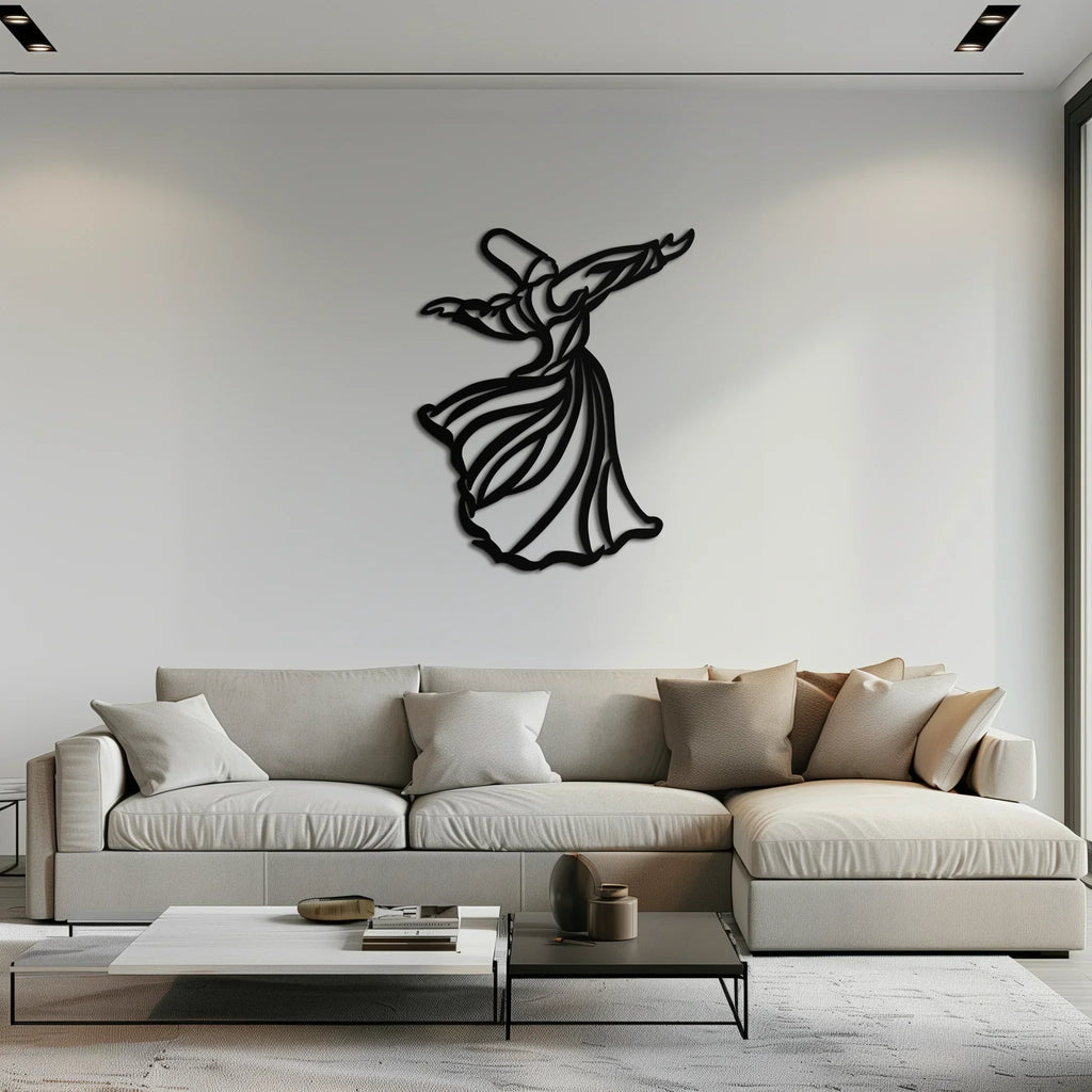 Semazen Metal Wall Art - Whirling Dervish Sufi Decor - KAF226 Peony Atelier