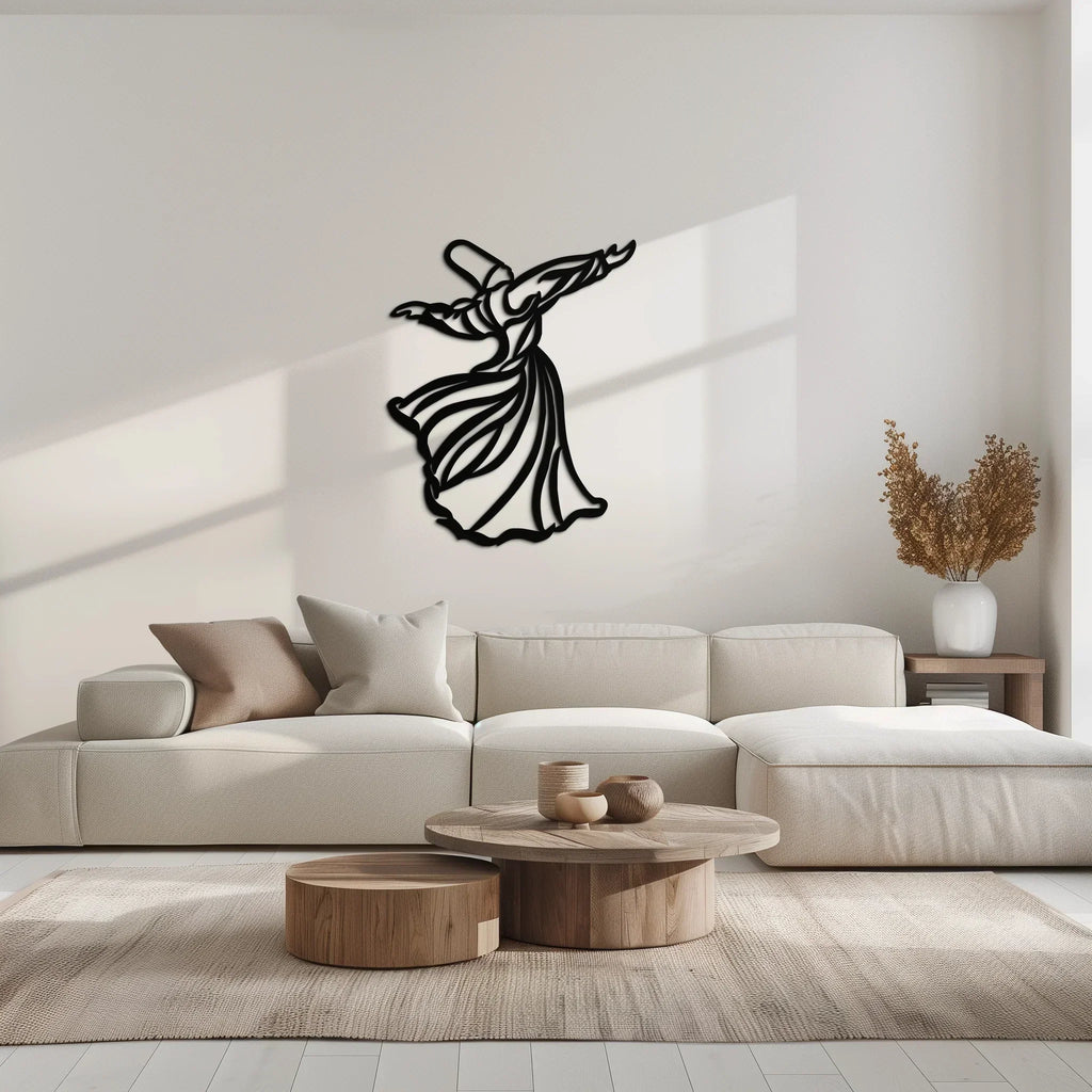 Semazen Metal Wall Art - Whirling Dervish Sufi Decor - KAF226 Peony Atelier