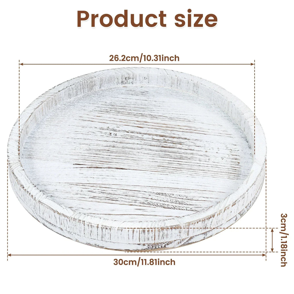 Serving Platter - Retro Wooden Round 30cm