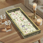 Elegant Glass Serving Tray - Clear Glass with Golden Frame & Pastel Pink/green Floral Design -... - House Of Avana [[SKU:HOA-SRV-402]]
