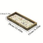 Elegant Glass Serving Tray - Clear Glass with Golden Frame & Pastel Pink/green Floral Design -... - House Of Avana [[SKU:HOA-SRV-402]]