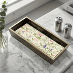Elegant Glass Serving Tray - Clear Glass with Golden Frame & Pastel Pink/green Floral Design -... - House Of Avana [[SKU:HOA-SRV-402]]