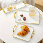 Serving Tray - Handles Ivory Golden