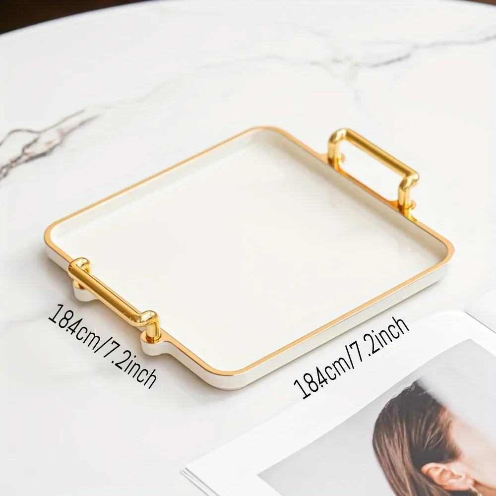 Serving Tray - Handles Ivory Golden