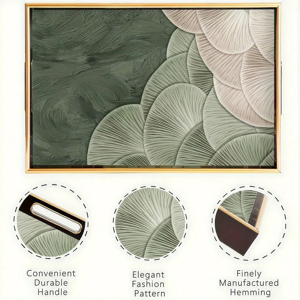 Elegant Serving Tray - Heat-resistant Up to Dining/table Protection, Green & White Layered Floral... - House Of Avana [[SKU:HOA-SRV-401]]
