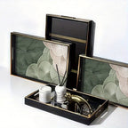 Elegant Serving Tray - Heat-resistant Up to Dining/table Protection, Green & White Layered Floral... - House Of Avana [[SKU:HOA-SRV-401]]