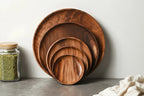 Serving Tray - Wooden Acacia Round, angled view - House Of Avana [[SKU:HOA-KAC-403]]