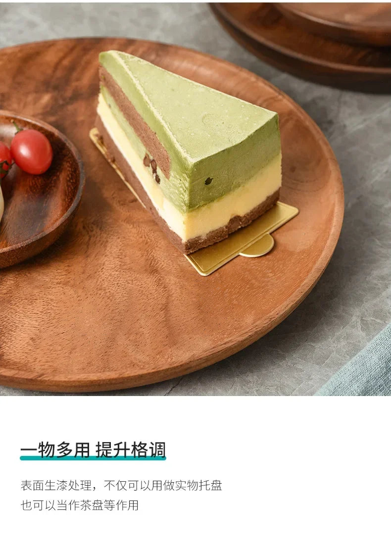 Serving Tray - Wooden Acacia Round, angled view - House Of Avana [[SKU:HOA-KAC-403]]