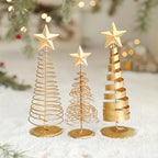 3pcs Scandinavian Vintage Golden Metal Christmas Trees - Mini Star Tabletop Decor, Nordic Luxe Holiday Decor for Home, Office & Party ArranSynthetic Gemstoneents, Christmas Decoration, Christmas Table Decor, Christmas Centerp House Of Avana