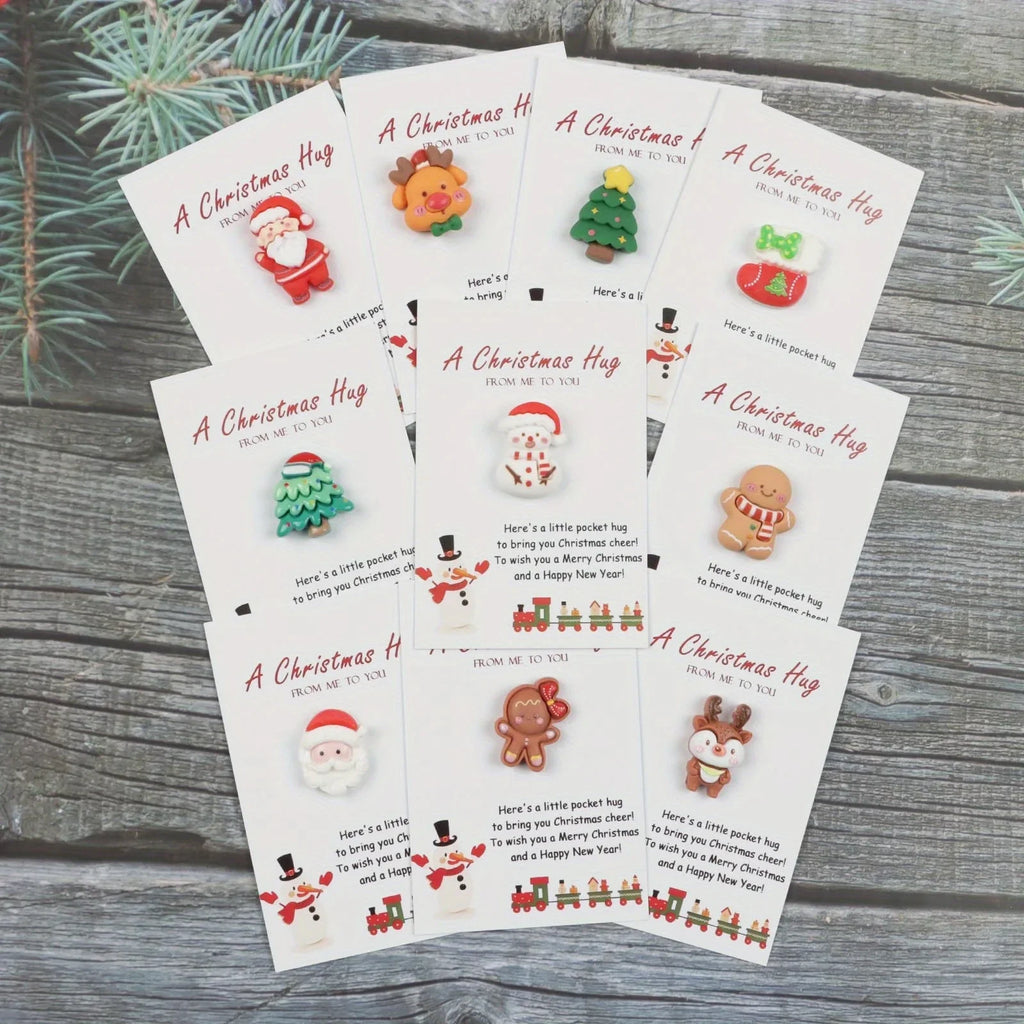 Set of 10, Adorable Resin Holiday Presents, Trendy Christmas Gifts, Pocket Hugs, Supportive Gifts for Loved Ones, Christmas Decorations House Of Avana