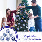 12 Christmas Ceramic Balls 2.4 Inch Blue and White Porcelain Chinese Style Decorations Wholesale Ceramic Hanging Decorative Ceramic Decorations Home Tree Decorative Christmas Party (Elegant Style), Seasonal Ornaments, Festive House Of Avana