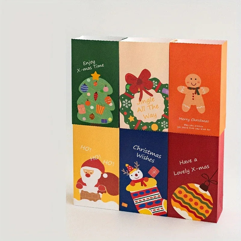 12pcs/set Includes 6 Different Patterns of High-Quality Gift Paper Bags And 6 Different Patterns of Labels, Featuring Snowman And Elk Elements, Can Hold Candy/Point/Snacks/Chocolate, Perfect for Holiday Atmosphere, 6 Differen House Of Avana