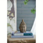 Set of 2, 4.5x4.3x8" Meditating Buddha Head Sculpture, Small House Of Avana