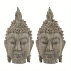Set of 2, 4.5x4.3x8" Meditating Buddha Head Sculpture, Small House Of Avana