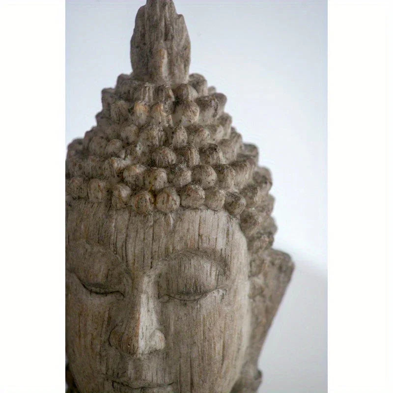 Set of 2, 4.5x4.3x8" Meditating Buddha Head Sculpture, Small House Of Avana