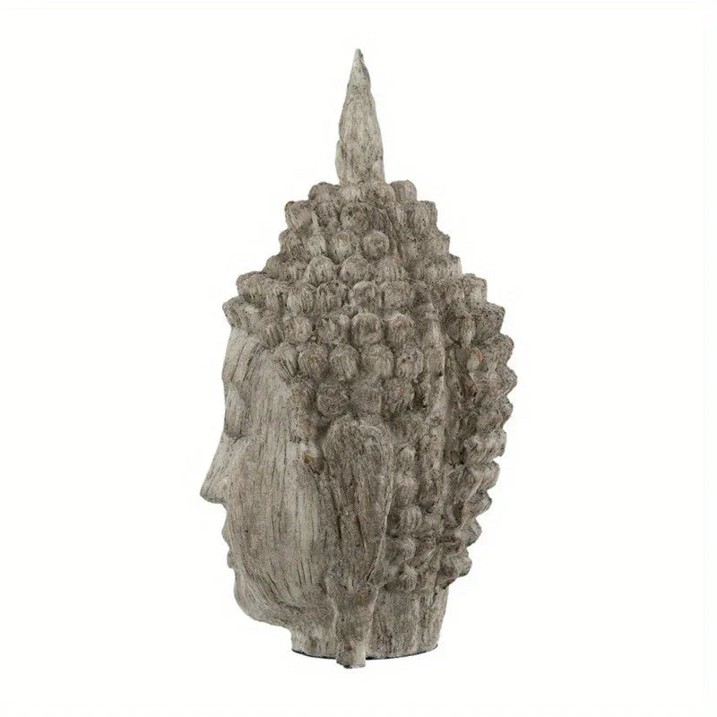 Set of 2, 4.5x4.3x8" Meditating Buddha Head Sculpture, Small House Of Avana