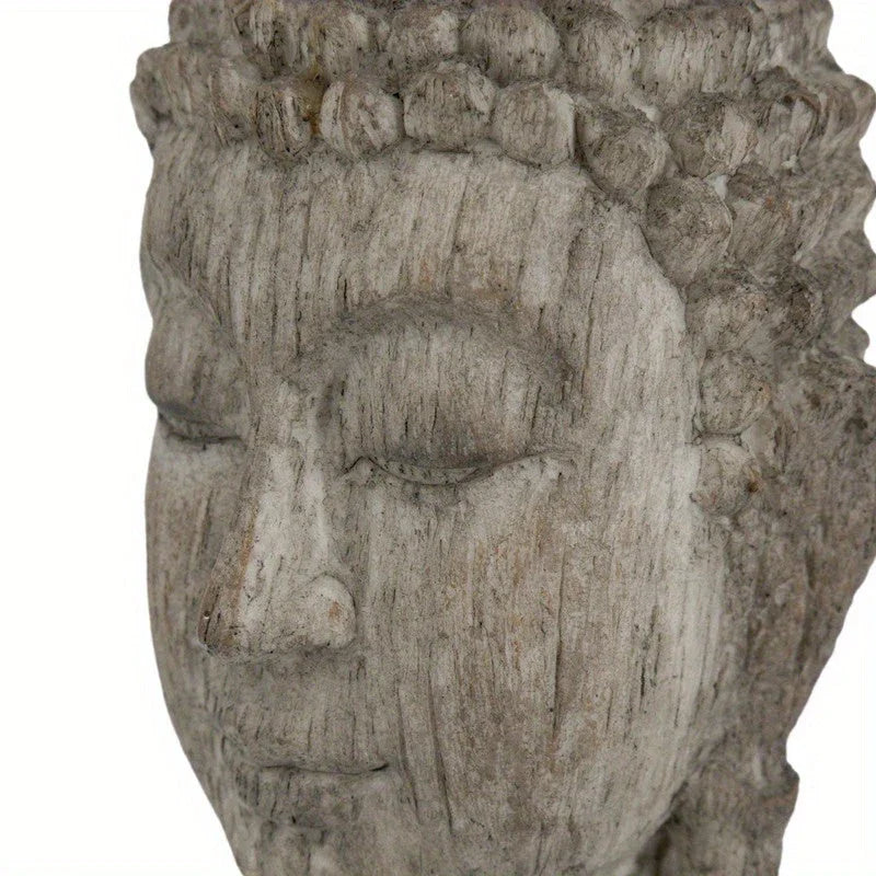 Set of 2, 4.5x4.3x8" Meditating Buddha Head Sculpture, Small House Of Avana