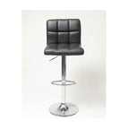 Set of 2 - Adjustable Height Bar Stool with Black Faux Leather Cushion Seat